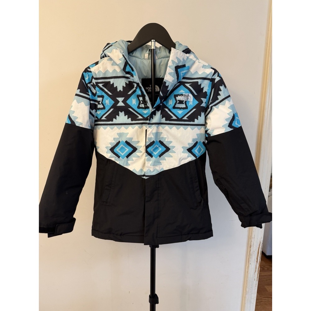 The North Face Girls' Brianna Aztec Insulated Hooded Jacket M Black & Blue
